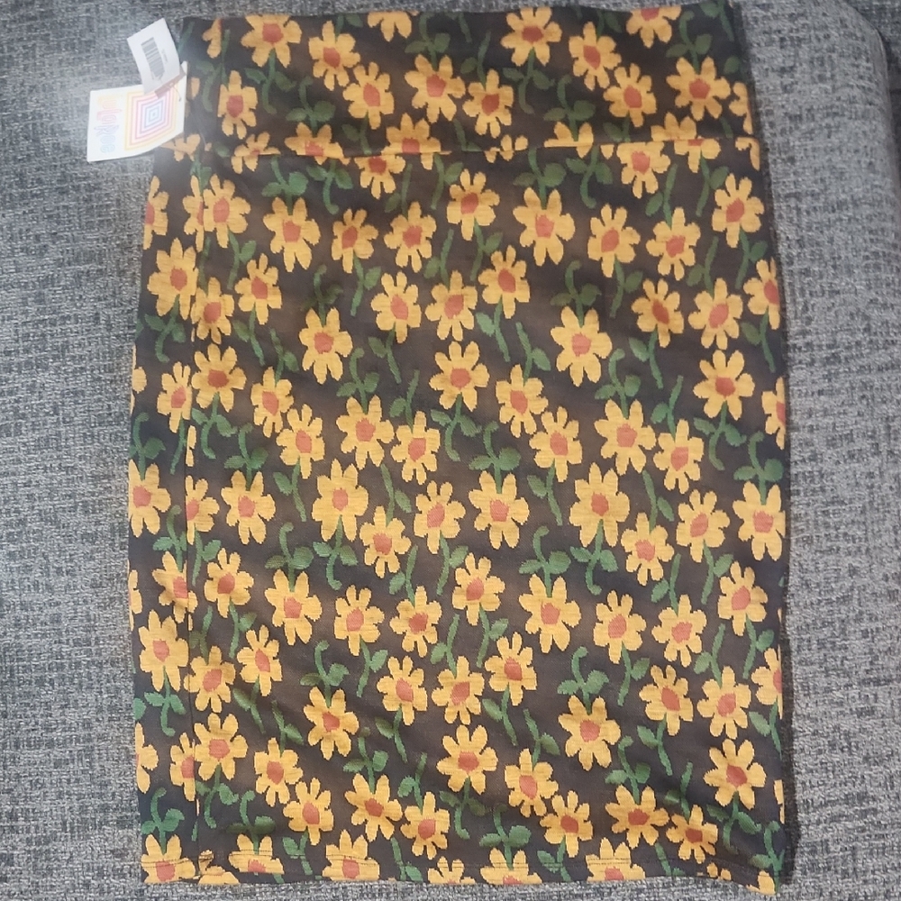 LuLaRoe Pencil Skirt with Yellow Floral Pattern
